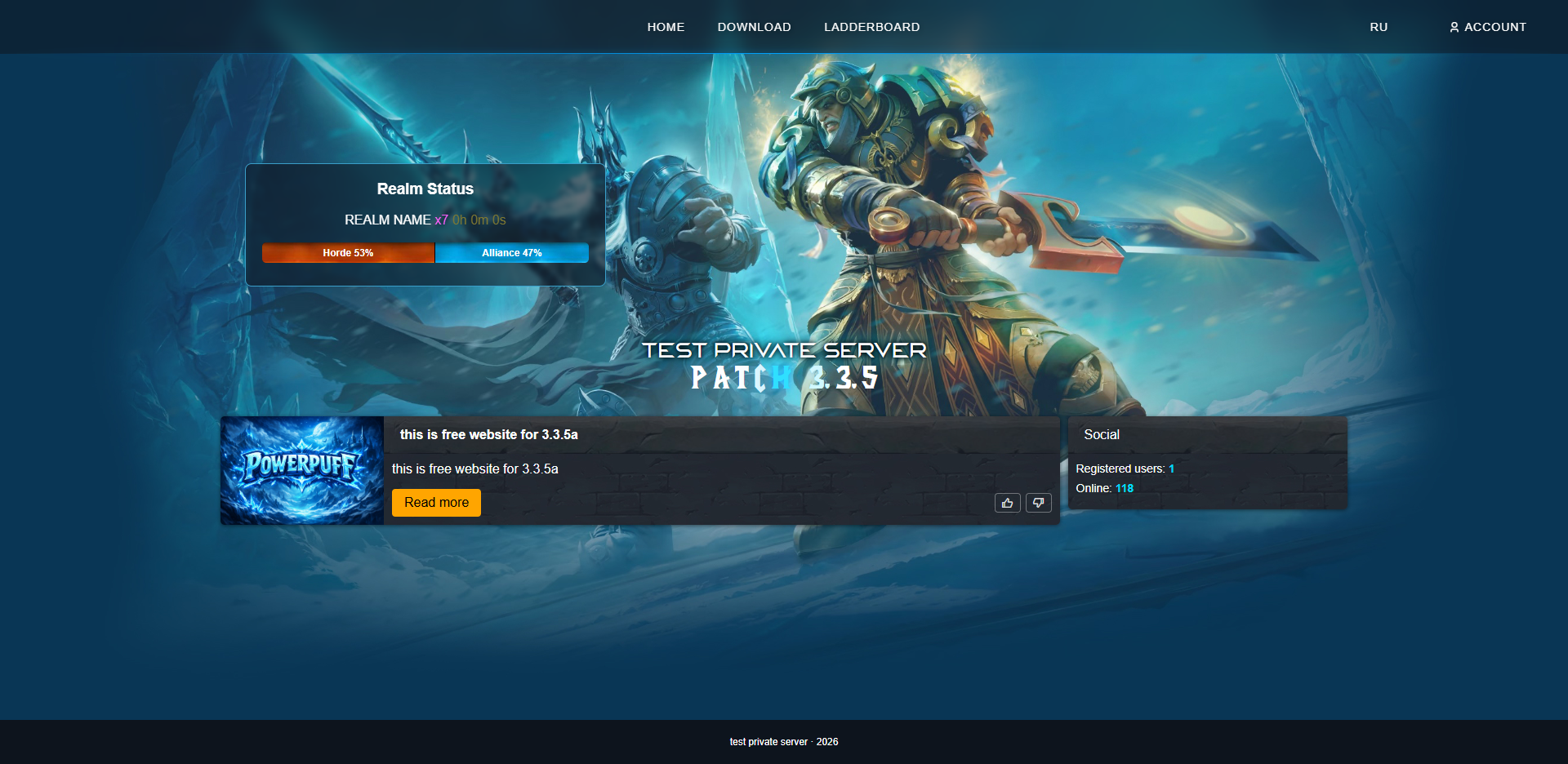Бесплатный сайт для wow 3.3.5a
